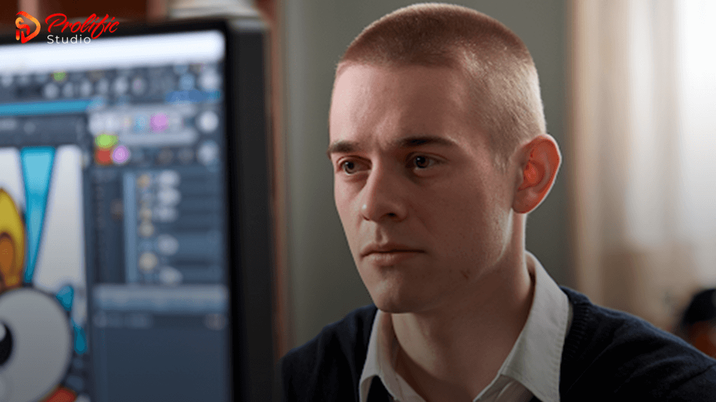 a young guy learning cartoon animation