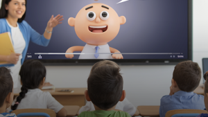 teaching showing kids animation in the classroom