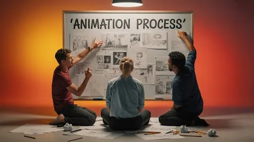Animators breaking down the animation process