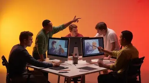 Animators working on 2.5D animation