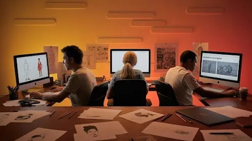 Animators working on the animation phase