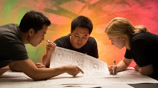 animators working on the storyboard phase