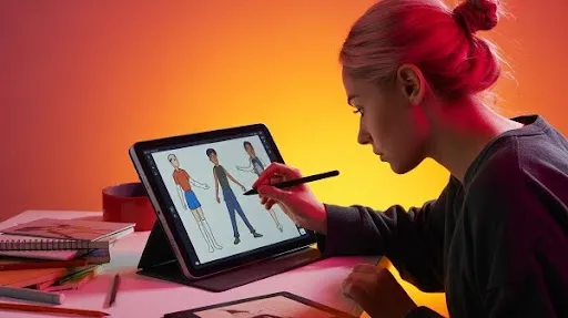 An animator working on tweening in animation