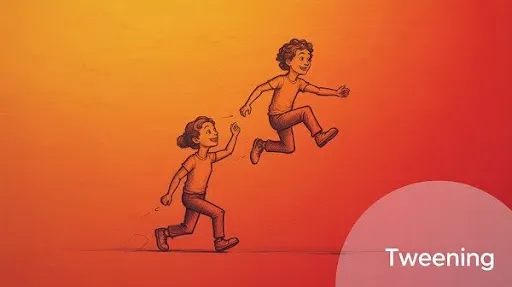 Transition phase demonstration of tweening in animation