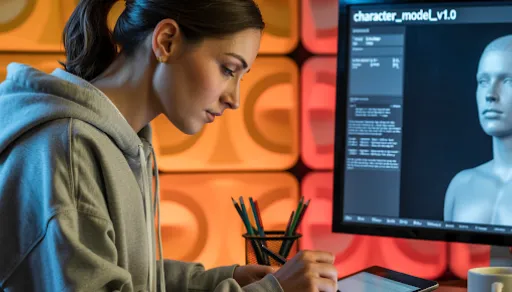 An animator working on 3D character modeling