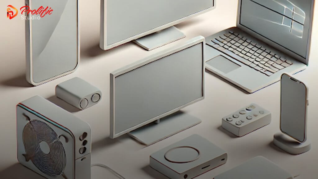 Different electronic devices recreated through 3D product animation
