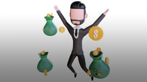 custom 3D animation of a man happy jumping due to high game development ROI