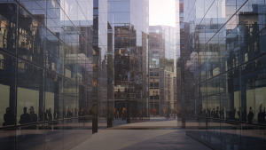 3D animated alleyway in the downtown area