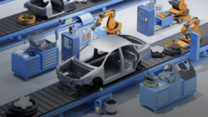 3D animated visualization of an assembly line