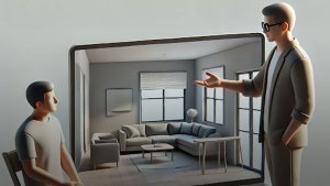 a buyer seller meeting for 3D animated interior design project