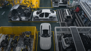 showing different departments in a car manufacturing plant