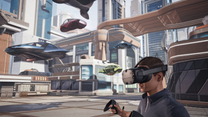 a virtual reality setting in a game