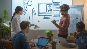 professionals working on animated training videos