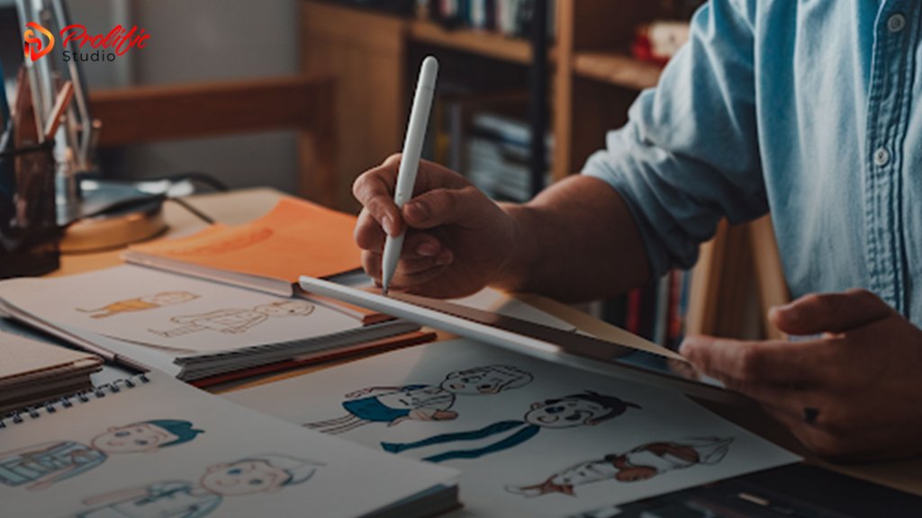 an animator working on 2D animated characters