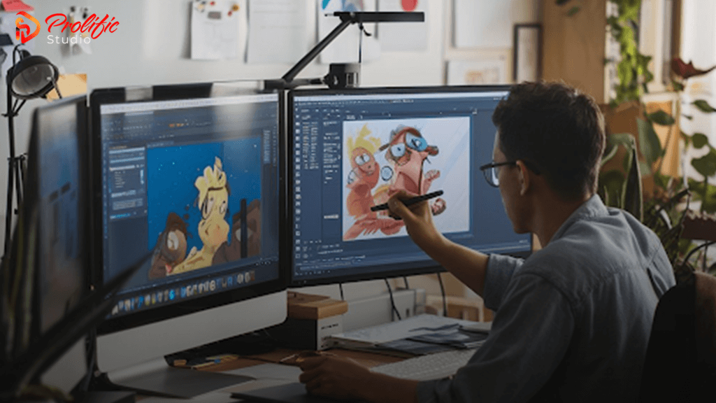 an animator working on an animation project