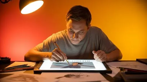 An animator working on a movie project