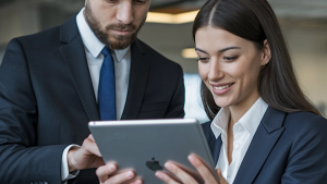 people looking at an explainer video