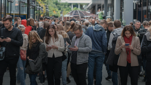 people looking at their phones