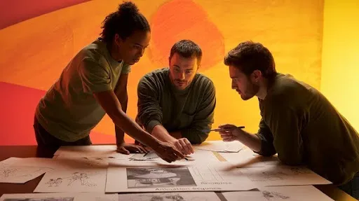 Animators drawing sketches