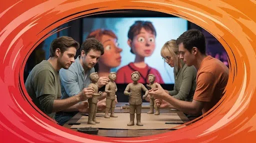 Animators working on clay animations