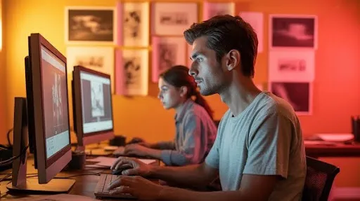 Animators working on animation frames