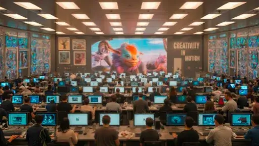 A production floor of an animation studio