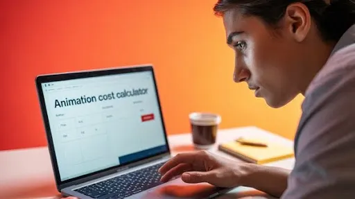 A person using an animation cost calculator