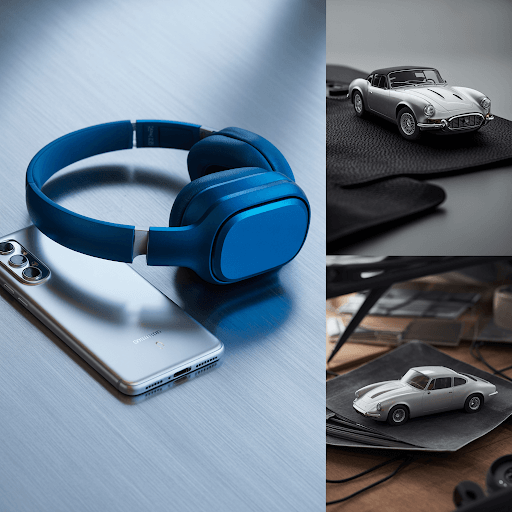 a collage of 3D product visualization