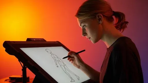 An animator working on a frame of walk cycle