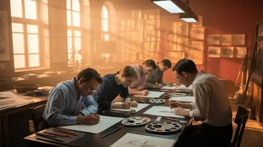 Animators working on cel animation