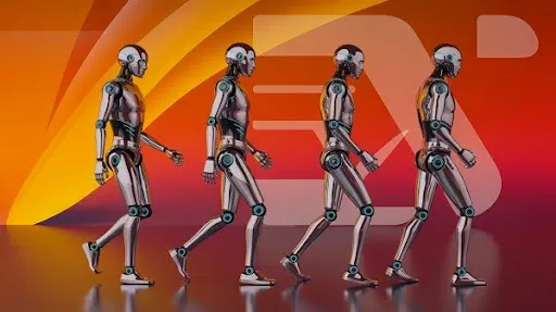 Different frames of a walk cycle