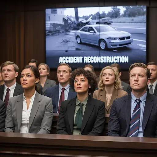 jurors looking at the forensic animation