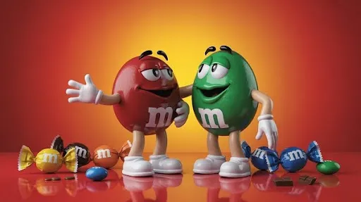 An example of M&M’s talking candies