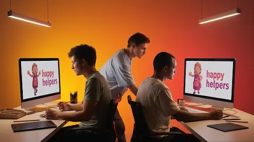 Animators creating a brand mascot