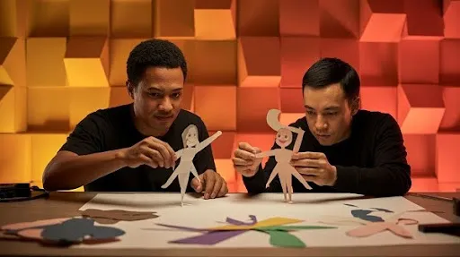 Animators working on cut out animation