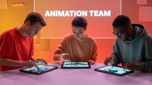 Animators working on digital animation