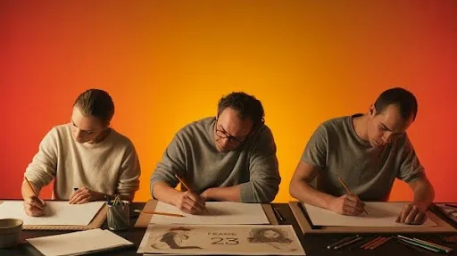 Animators working on frame by frame animation