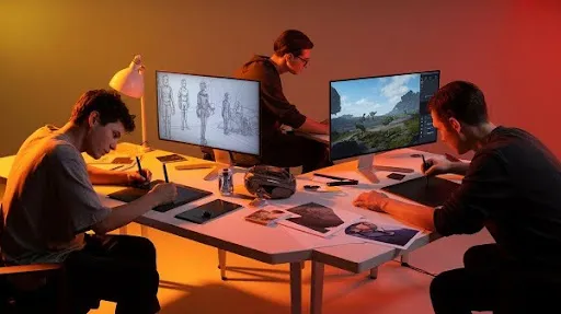 Animators working on game art styles