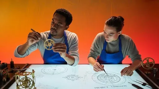 Animators working on mechanical animation