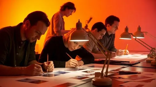 Animators working on rotoscope animation