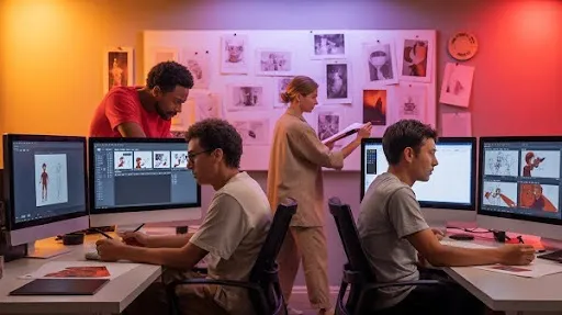 Animators working with different animation tools