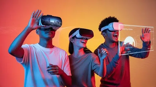 People using VR and AR technology