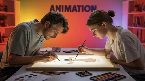 Show animators working on keyframe animation