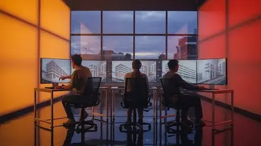 A 3D animation studio working on architecture animation