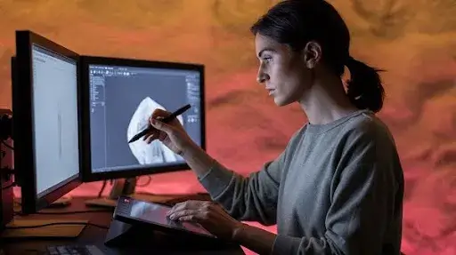 A 3D animator using a 3D animation software