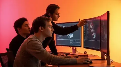 Animator and developer working together on creating a 3D product configurator