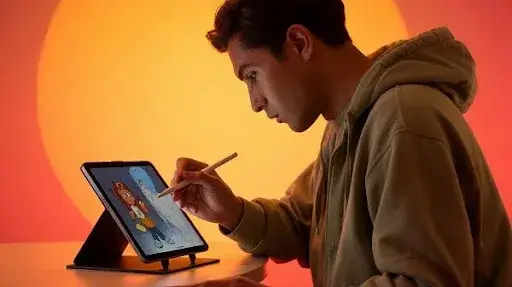 Animator working on animation on an iPad