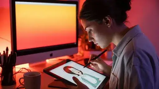 Animator working on cel animation