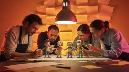Animators creating stop motion animation
