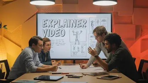 Animators planning out an explainer video